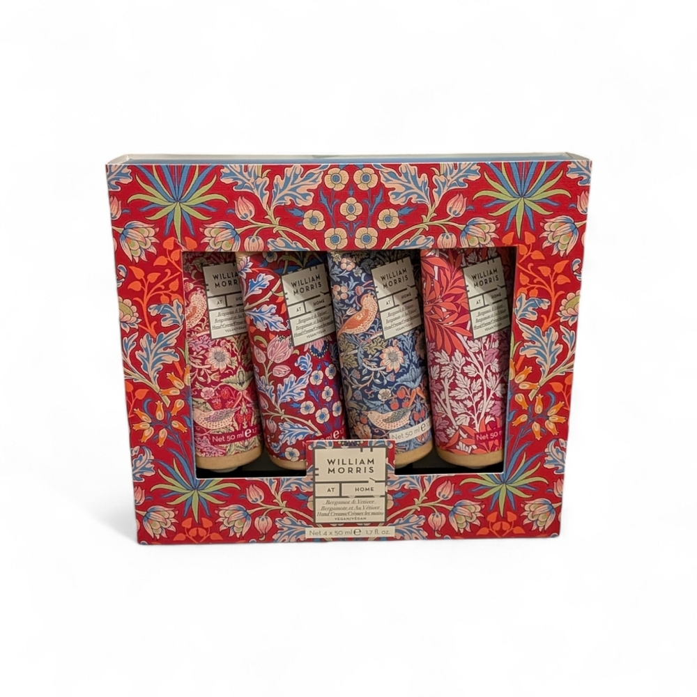 William Morris At Home Bergamot & Vetiver Hand Cream Set – 4 × 50 mL – New